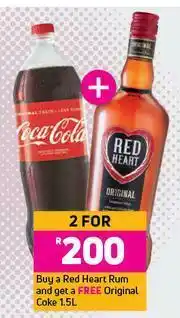 Game Red Heart Rum With Free Original Coke 1.5Ltr-For 2 offer