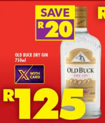 Shoprite Liquor Old Buck Dry Gin 750ml offer