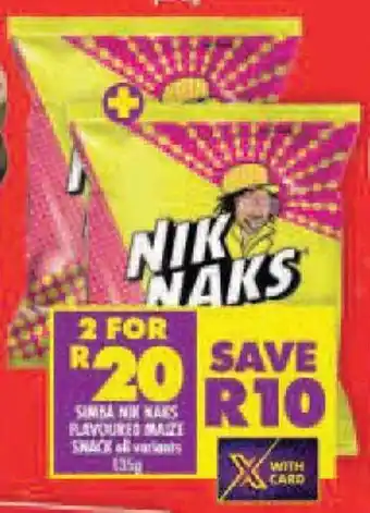 Shoprite SIMBA NIK NAKS FLAVOURED MAIZE SNACK offer