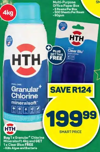 Pick n Pay Buy 1x Granular+ Chlorine Mineralsoft 4kg and GET 1x Clear Blue FREE offer
