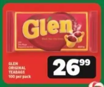 Usave GLEN ORIGINAL TEABAGS 100 per pack offer