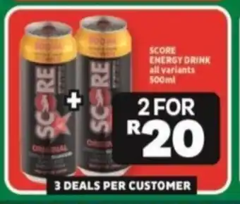 Usave SCORE ENERGY DRINK all variants 500ml offer