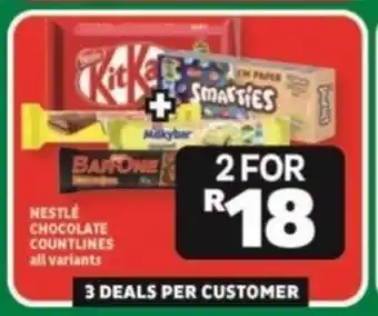 Usave NESTLÉ CHOCOLATE COUNTLINES all variants offer