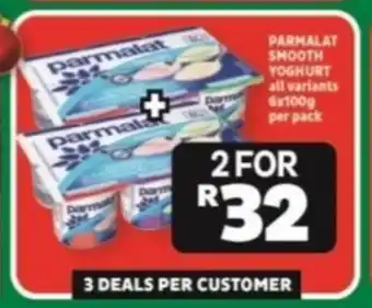 Usave PARMALAT SMOOTH YOGHURT all variants 6x100g per pack offer