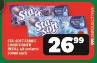 Usave STA-SOFT FABRIC CONDITIONER REFILL all variants 500ml each offer