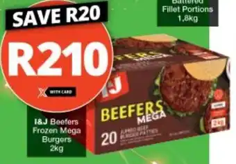 Checkers I&J Beefers Frozen Mega Burgers 2kg offer