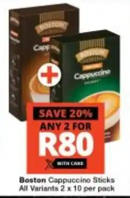 Checkers Boston Cappuccino Sticks All Variants 2 x 10 per pack offer