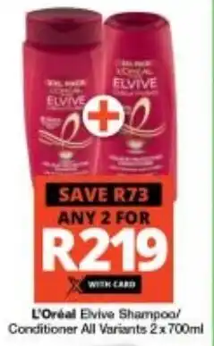 Checkers L'Oréal Elvive Shampoo/ Conditioner All Variants 2x 700ml offer