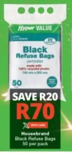 Checkers Housebrand Black Refuse Bags 50 per pack offer