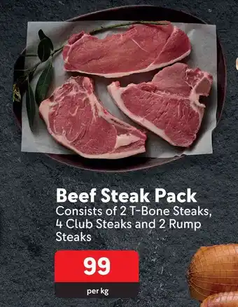 Makro Beef Steak Pack Consists of 2 T-Bone Steaks, 4 Club Steaks and 2 Rump Steaks offer