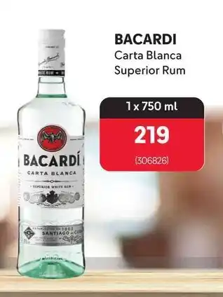 BACARDI Carta Blanca Superior Rum