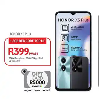 Makro HONOR X5 Plus 1.2GB RED CORE TOP UP offer