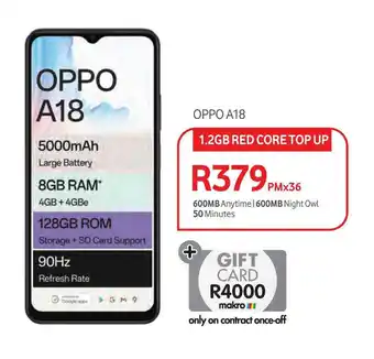 Makro OPPO A18 1.2GB RED CORE TOP UP offer