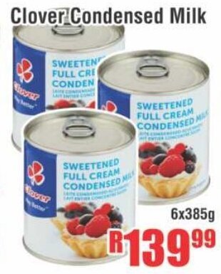 Devland Cash And Carry Clover Condensed Milk 6x385g offer