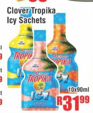 Devland Cash And Carry Clover Tropika Icy Sachets 10x90ml offer