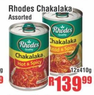 Devland Cash And Carry Rhodes Chakalaka Assorted 12x410g offer