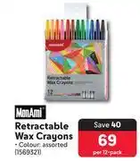 Makro Monami retractable wax crayons-per 12 pack offer