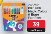 Makro Bic kids magic colour & erase felt pens-per 12 pack offer