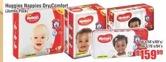 Devland Cash And Carry Huggies Nappies Dry Comfort (Jumbo Pack) 56's/58's/60's/66's/76's/94's offer
