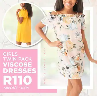 Girls Twin Pack Viscose Dresses 6/7-13/14