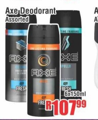 Devland Cash And Carry Axe Deodorant Assorted 6x150ml offer