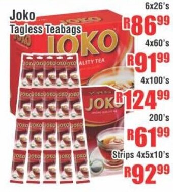 Devland Cash And Carry Joko Tagless Teabags 6x26's offer