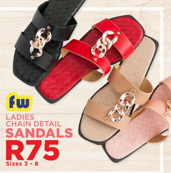 Ladies Chain Detail Sandals Sizes 3 - 8