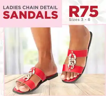 Ladies Chain Detail Sandals Sizes 3 - 8