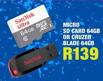 MRP MICRO SD CARD 64GB OR CRUZER BLADE 64GB offer