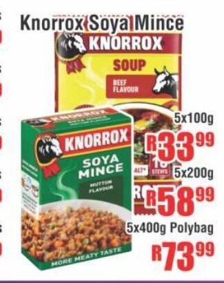 Devland Cash And Carry Knorrox Soya Mince 5x100g offer