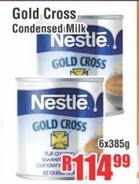 Gold Cross Condensed Milk 6x385g