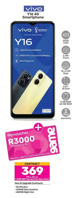 Game Vivo Y16 4G Smartphone CONTRACT offer