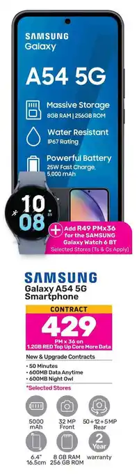 Game SAMSUNG Galaxy A54 5G Smartphone CONTRACT offer