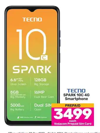 Game TECNO SPARK 10C 4G Smartphone PREPAID offer