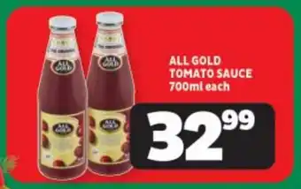 Usave ALL GOLD TOMATO SAUCE 700ml each offer