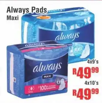 Devland Cash And Carry Always Pads Maxi 4x9's / 4x10's offer