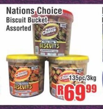 Devland Cash And Carry Nations Choice Biscuit Bucket Assorted 135pc/3kg offer
