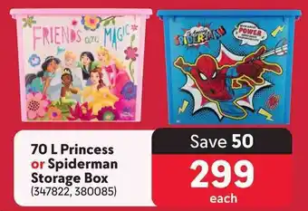 Makro 70L Princess or Spiderman Storage Box offer