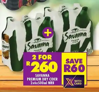 Shoprite SAVANNA PREMIUM DRY CIDER 2x6x500ml NRB offer