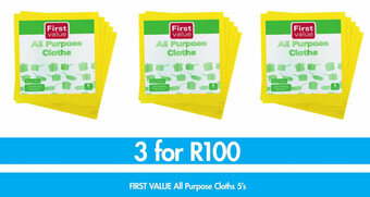 First Value All Purpose Cloths 5's