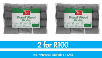 First Value Steel Wool Rolls 5 x 100g