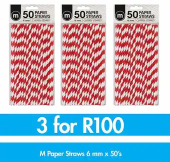 M Paper Straws 6mmx50's