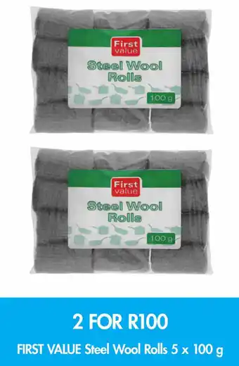 First Value Steel Wool Rolls 5 x 100g