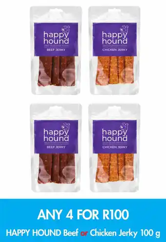 Makro’s liquor Happy Hound Beef or Chicken Jerky 100g offer