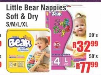 Devland Cash And Carry Little Bear Nappies Soft & Dry 20's offer