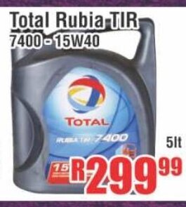 Devland Cash And Carry Total Rubia TIR 7400-15W40 5lt offer