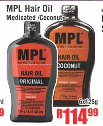 Devland Cash And Carry MPL Hair Oil Medicated/ Coconut 6x125g offer