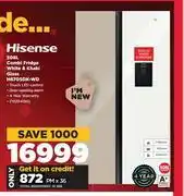 HiFi Corp Hisense 508l combi fridge white & khaki glass h670sdk-wd offer
