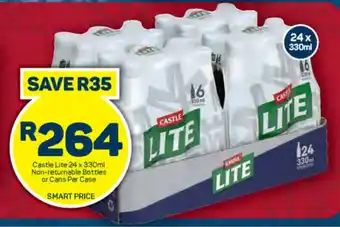 Pick n Pay Liquor Castle Lite 24 x 330ml Non-returnable Bottles or Cans Per Case offer