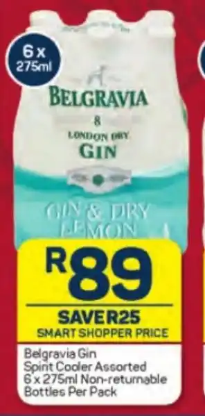 Pick n Pay Liquor Belgravia Gin Spinit Cooler Assorted 6x 275ml Non-returnable Bottles Per Pack offer